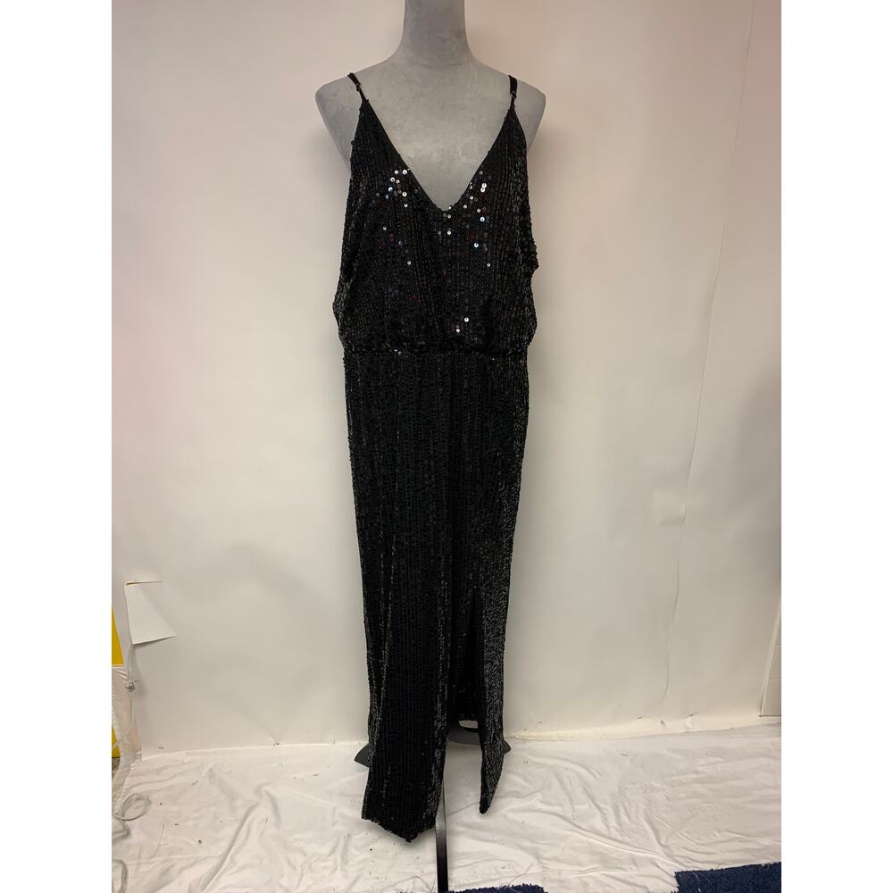 Sequin Black Gown Black Tie Special Event Formal Glam Bling Womens SZ 3XL